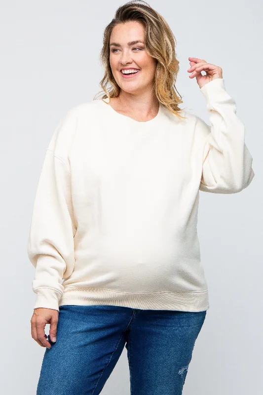 Maternity dress for hospital visits during pregnancy Ivory Soft Knit Fleece Lined Maternity Plus Sweatshirt Maternity dress for hospital visits during pregnancy Ivory Soft Knit Fleece Lined Maternity Plus Sweatshirt