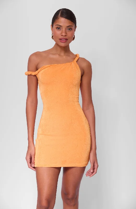 Mini dresses with spaghetti straps for a delicate look Short Poppy Dress Orange