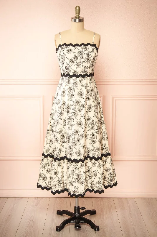 Midi dresses with animal prints for a bold and confident appearance Sheena | Ivory Midi Floral Dress Midi dresses with animal prints for a bold and confident appearance Sheena | Ivory Midi Floral Dress