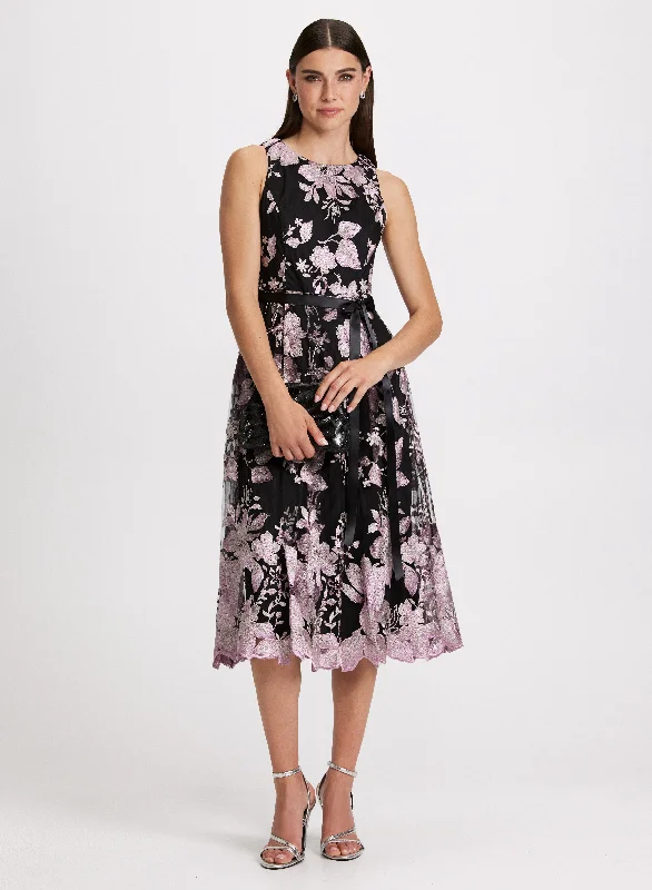 Midi dresses with sheer panels for a touch of allure Floral Print Midi Dress