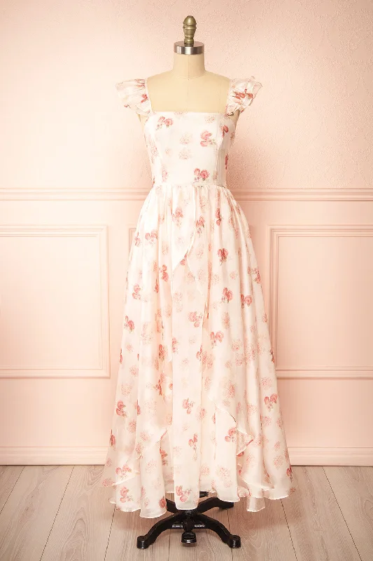 Midi dresses with lace - up fronts for a unique and adjustable style Braelyn | Pink Floral Maxi Dress Midi dresses with lace - up fronts for a unique and adjustable style Braelyn | Pink Floral Maxi Dress