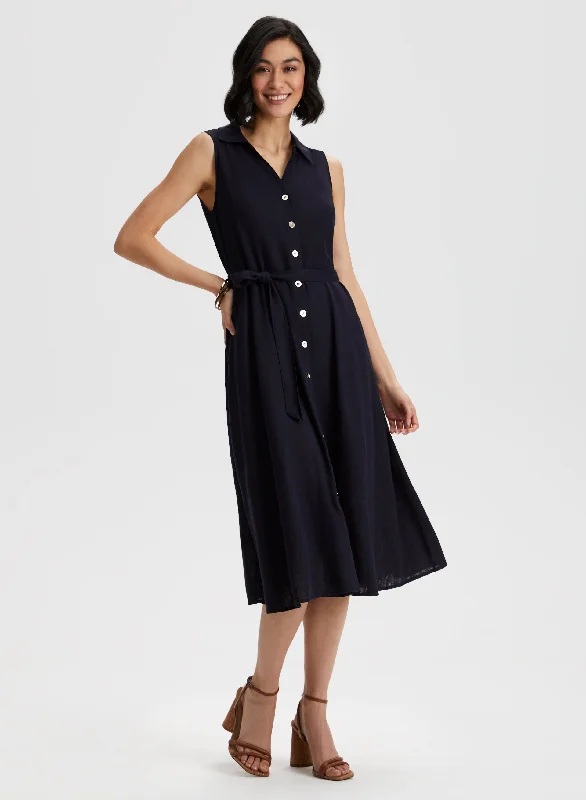 Midi dresses with patchwork patterns for a one - of - a - kind style Linen-Blend Midi Dress Midi dresses with patchwork patterns for a one - of - a - kind style Linen-Blend Midi Dress