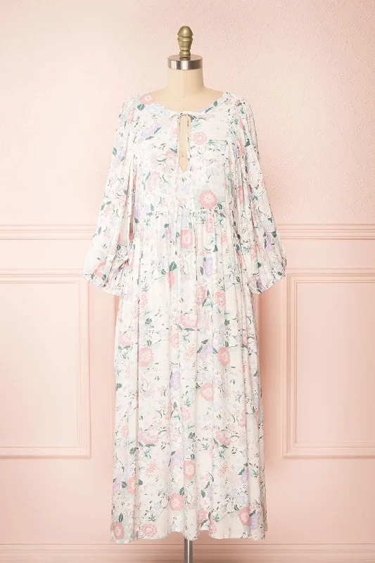 Sleeveless midi dresses with lace details for summer weddings Marla | Long Sleeve White Floral Midi Dress Sleeveless midi dresses with lace details for summer weddings Marla | Long Sleeve White Floral Midi Dress