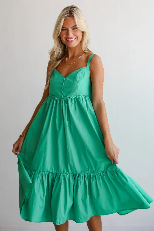 Midi dresses with geometric cutouts for a contemporary and edgy look FINAL SALE - Sophisticated Influence Green Midi Dress Midi dresses with geometric cutouts for a contemporary and edgy look FINAL SALE - Sophisticated Influence Green Midi Dress