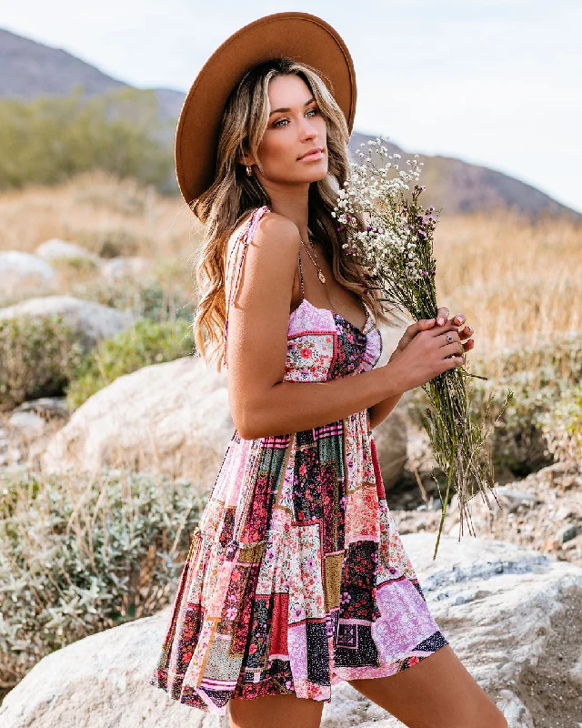 Mini dresses with high - low hems for a modern twist KittenAlarm - First Signs Of Spring Pocketed Patchwork Tunic Mini dresses with high - low hems for a modern twist KittenAlarm - First Signs Of Spring Pocketed Patchwork Tunic