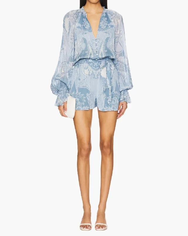  ROMPER WITH TIE BELT IN POWDER BLUE