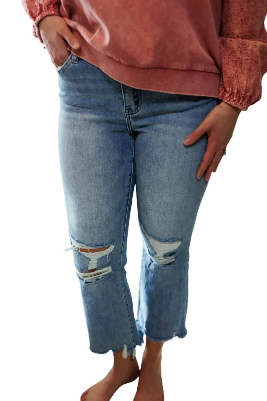 Dark - wash women jeans for a sophisticated and slimming effectAudrey High Rise Crop Flare Denim Jeans In Light Wash Dark - wash women jeans for a sophisticated and slimming effectAudrey High Rise Crop Flare Denim Jeans In Light Wash
