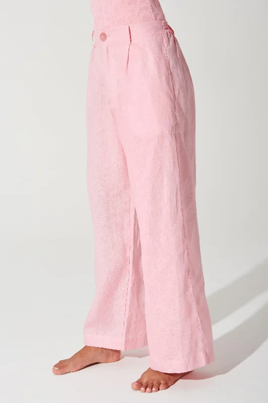 women tights with a diamond - pattern for a sophisticated styleBelle Linen Pant - Powder Pink women tights with a diamond - pattern for a sophisticated styleBelle Linen Pant - Powder Pink