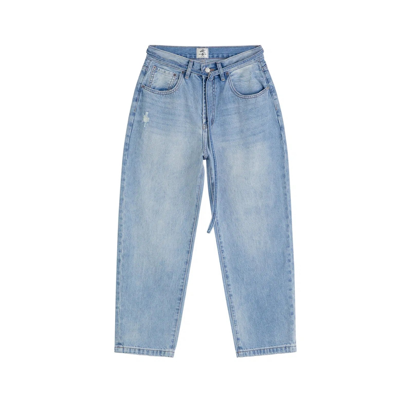 Button - fly women jeans with a traditional touchBelted Adjustable Washed Blue Jeans Button - fly women jeans with a traditional touchBelted Adjustable Washed Blue Jeans