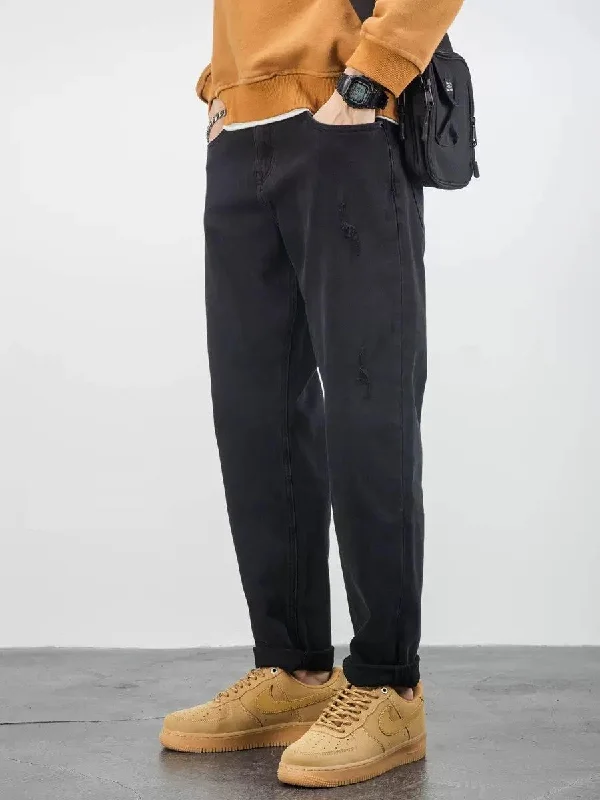 Dark - wash women jeans for a sophisticated and slimming effectBlack Straight Casual Jeans Dark - wash women jeans for a sophisticated and slimming effectBlack Straight Casual Jeans