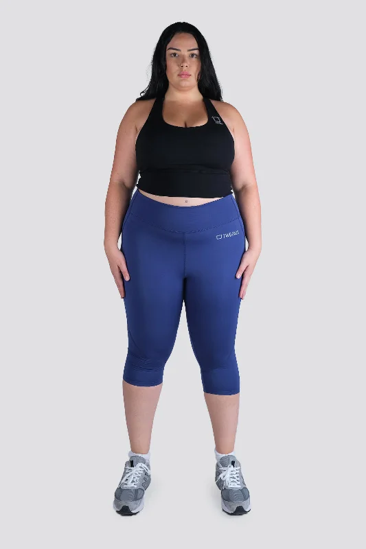 women tights with a wide waistband for a non - restrictive fitImpel Capri Highwaisted Leggings - Azure women tights with a wide waistband for a non - restrictive fitImpel Capri Highwaisted Leggings - Azure