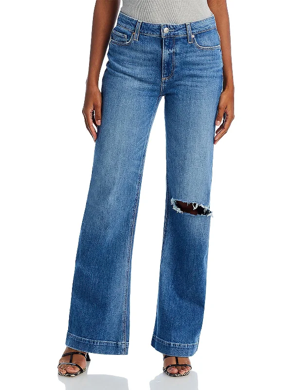 Mom jeans for a nostalgic and casual lookLeenah Womens Denim Distressed Wide Leg Jeans Mom jeans for a nostalgic and casual lookLeenah Womens Denim Distressed Wide Leg Jeans