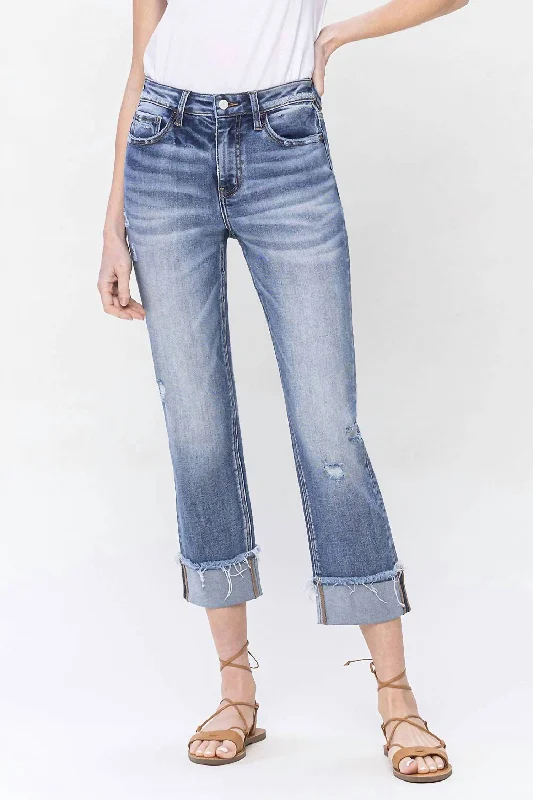 Embellished women jeans with studs or rhinestones for a glamorous touchOdessa Rolled Cuff High Rise Straight Denim Jeans In Infallible Embellished women jeans with studs or rhinestones for a glamorous touchOdessa Rolled Cuff High Rise Straight Denim Jeans In Infallible