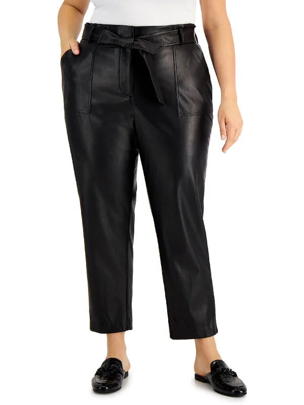 women tights with a glittery finish for a sparkly lookPlus Womens Faux Leather Tie Waist Straight Leg Pants women tights with a glittery finish for a sparkly lookPlus Womens Faux Leather Tie Waist Straight Leg Pants