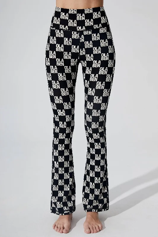 women tights for a beach - side evening with a long dressSera Monogram Flared Legging - Monogram Black women tights for a beach - side evening with a long dressSera Monogram Flared Legging - Monogram Black