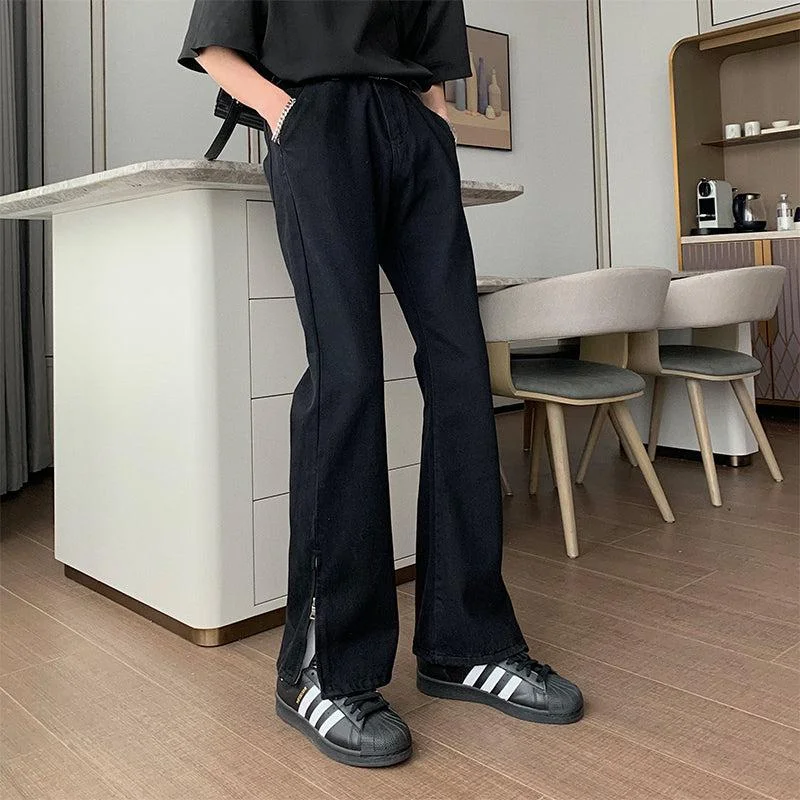 Ripped women jeans for a rebellious and fashion - forward styleSide Zipper Slit Flare Jeans Ripped women jeans for a rebellious and fashion - forward styleSide Zipper Slit Flare Jeans