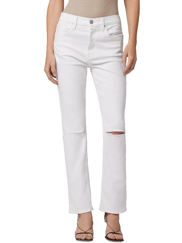 Button - fly women jeans with a traditional touchWomens Distressed Ankle Straight Leg Jeans Button - fly women jeans with a traditional touchWomens Distressed Ankle Straight Leg Jeans