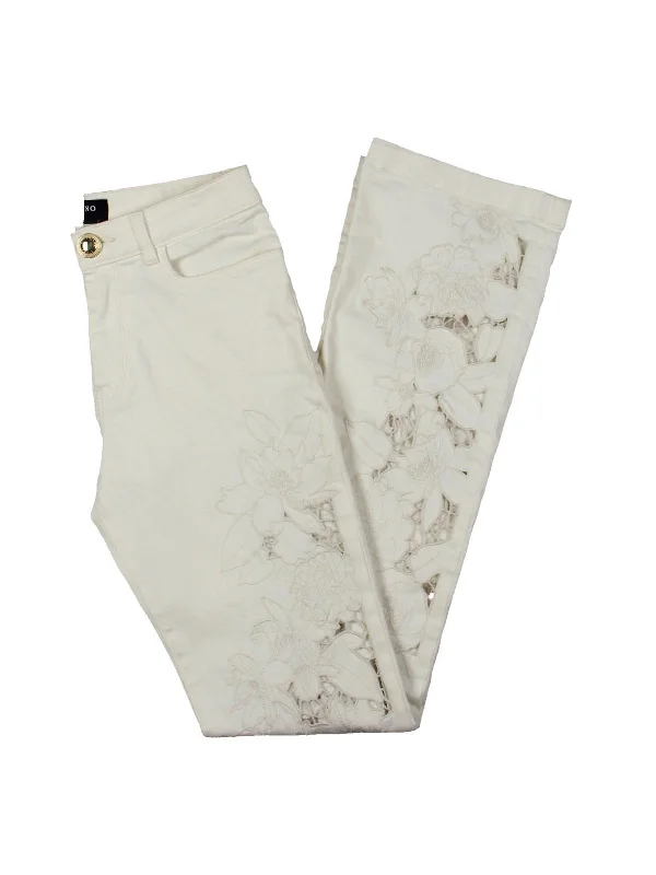 Distressed women jeans for a trendy and edgy lookWomens Embroidered Cotton Straight Leg Jeans Distressed women jeans for a trendy and edgy lookWomens Embroidered Cotton Straight Leg Jeans