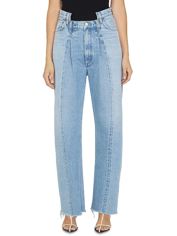 Dark - wash women jeans for a sophisticated and slimming effectWomens Pleated Pockets High-Waisted Jeans Dark - wash women jeans for a sophisticated and slimming effectWomens Pleated Pockets High-Waisted Jeans