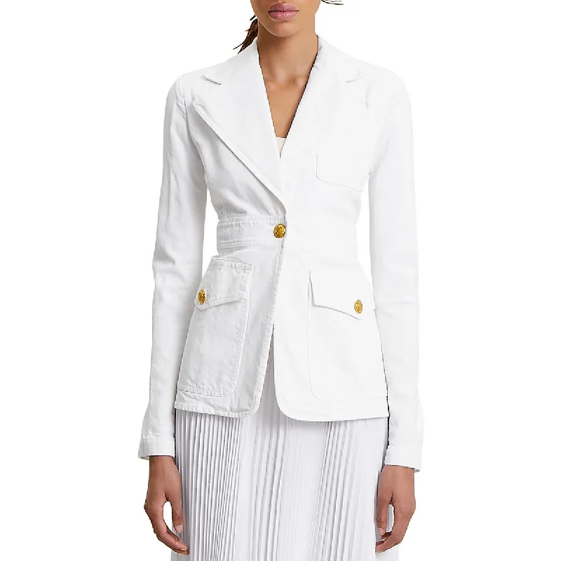 Plus Size Women's Military - Inspired Blazers with Gold Accents for a Bold LookA.L.C. Womens Amelia II Denim Collared One-Button Blazer Plus Size Women's Military - Inspired Blazers with Gold Accents for a Bold LookA.L.C. Womens Amelia II Denim Collared One-Button Blazer