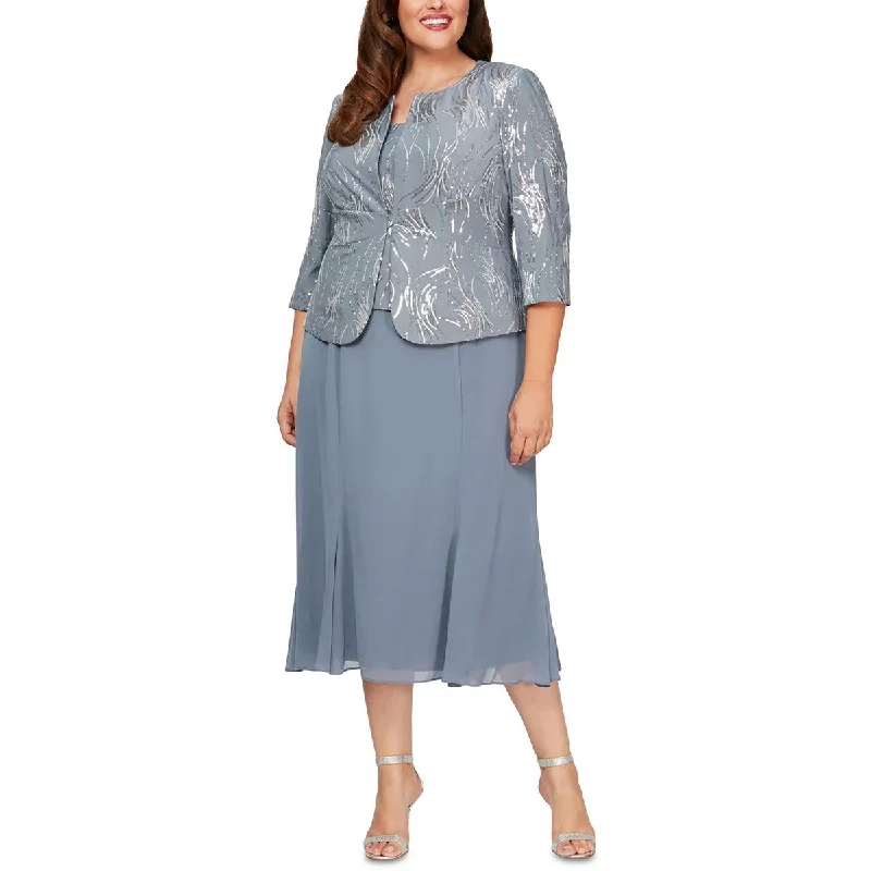 Plus Size Women's Military - Inspired Blazers with Gold Accents for a Bold LookAlex Evenings Womens Plus Knit Sequined One-Button Blazer Plus Size Women's Military - Inspired Blazers with Gold Accents for a Bold LookAlex Evenings Womens Plus Knit Sequined One-Button Blazer