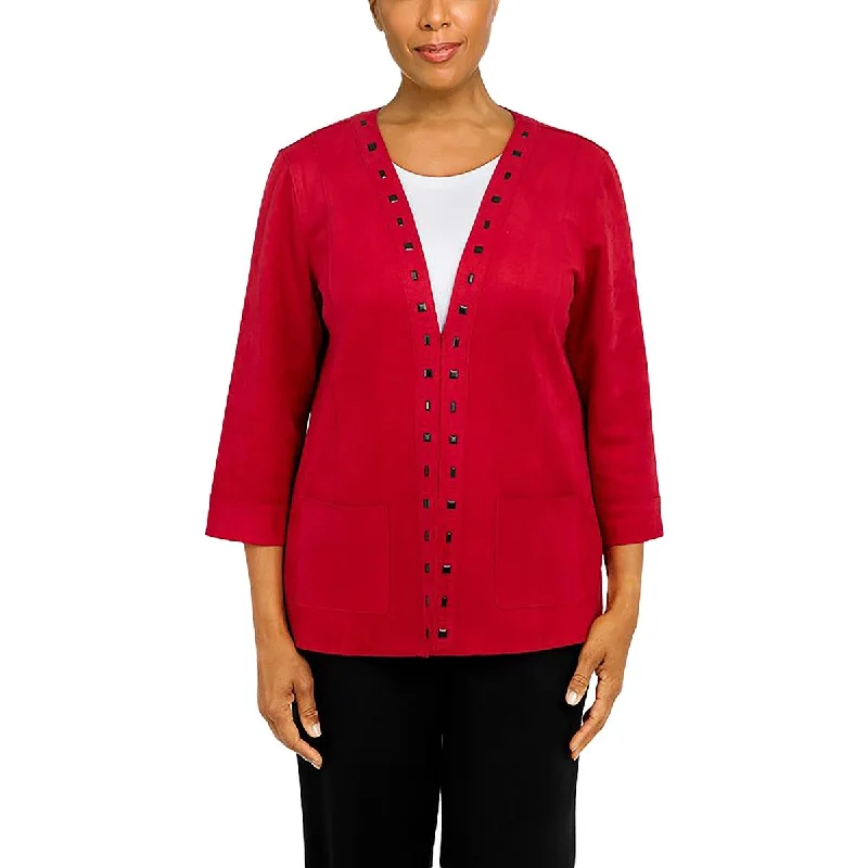 Plus Size Women's Ruffled Blazers in Pink for a Girly and Fashionable LookAlfred Dunner Womens Faux Suede Studded Collarless Blazer Plus Size Women's Ruffled Blazers in Pink for a Girly and Fashionable LookAlfred Dunner Womens Faux Suede Studded Collarless Blazer