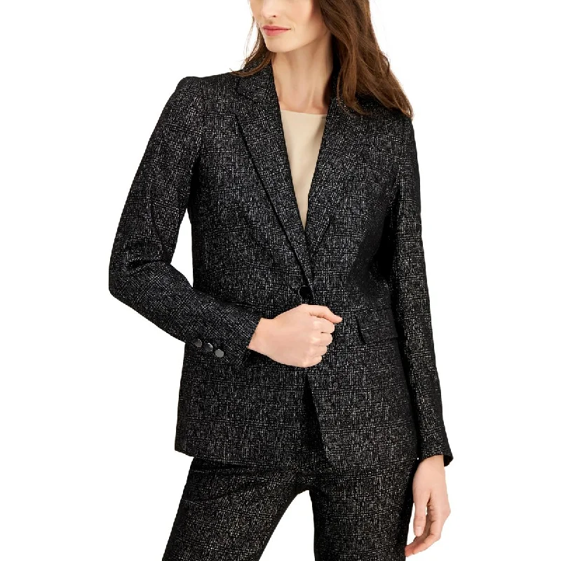 Women's Tailored Stretch Blazers in Navy Blue for Business MeetingsAnne Klein Womens Metallic Evening Wear One-Button Blazer Women's Tailored Stretch Blazers in Navy Blue for Business MeetingsAnne Klein Womens Metallic Evening Wear One-Button Blazer