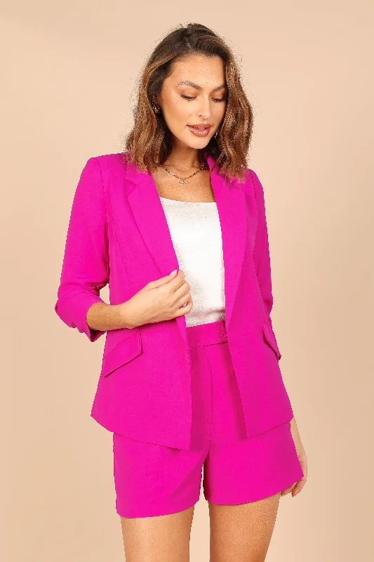 Single - Breasted Women's Tweed Blazers with Gold Buttons for a Classic LookAudrey Blazer - Magenta Single - Breasted Women's Tweed Blazers with Gold Buttons for a Classic LookAudrey Blazer - Magenta