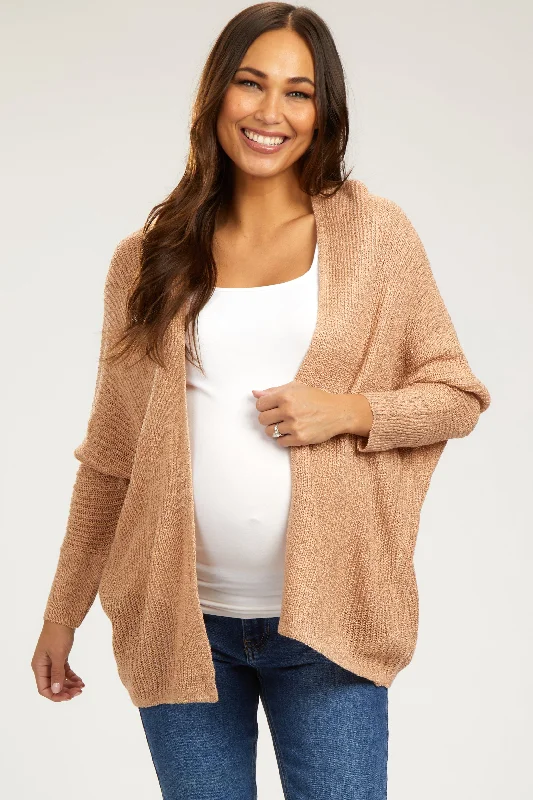 hand knitted women cardigan with artisanal charmBeige Knit Dolman Sleeve Maternity Cardigan hand knitted women cardigan with artisanal charmBeige Knit Dolman Sleeve Maternity Cardigan