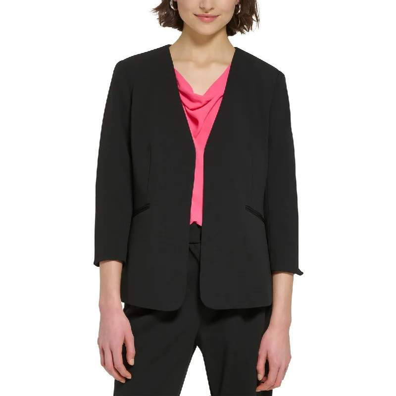 Plus Size Women's Double - Breasted Wool Blazers for Winter Office WearCalvin Klein Womens Petites Woven Collarless Open-Front Blazer Plus Size Women's Double - Breasted Wool Blazers for Winter Office WearCalvin Klein Womens Petites Woven Collarless Open-Front Blazer