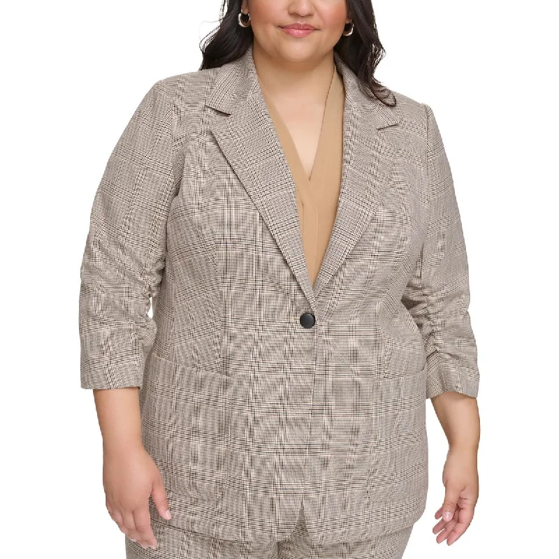 Single - Breasted Women's Corduroy Blazers in Mustard Yellow for an Autumn VibeCalvin Klein Womens Plus Houndstooth Suit Separate One-Button Blazer Single - Breasted Women's Corduroy Blazers in Mustard Yellow for an Autumn VibeCalvin Klein Womens Plus Houndstooth Suit Separate One-Button Blazer