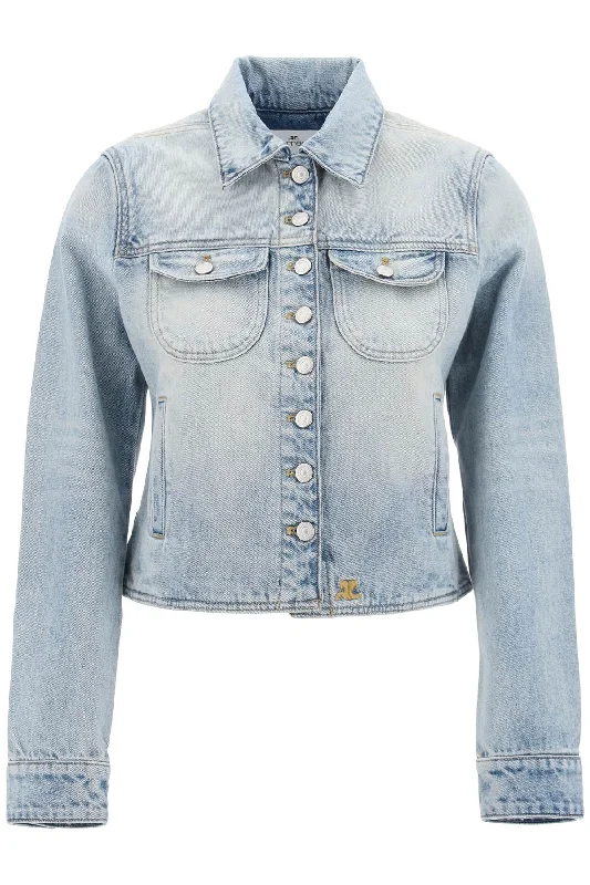 Double - Breasted Women's Polyester Blazers in Bright Colors for a Fun StyleCourreges denim trucker jacket for 124DBL154DE0016 LIGHT BLUE WASH Double - Breasted Women's Polyester Blazers in Bright Colors for a Fun StyleCourreges denim trucker jacket for 124DBL154DE0016 LIGHT BLUE WASH