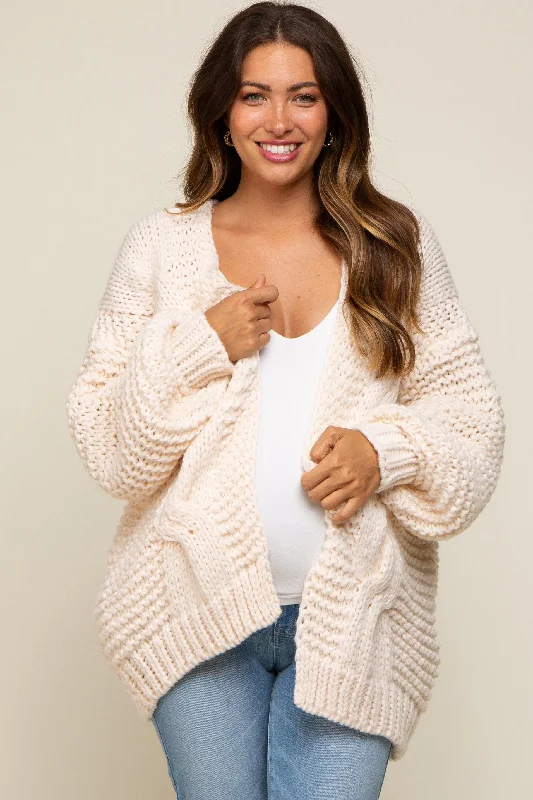 sequin embellished women cardigan for special occasionsCream Chunky Knit Maternity Cardigan sequin embellished women cardigan for special occasionsCream Chunky Knit Maternity Cardigan