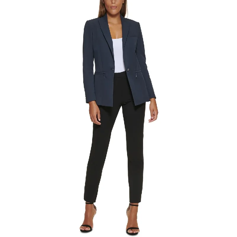 Double - Breasted Women's Leather Blazers in Taupe for an Edgy LookDKNY Womens Petites Solid Cotton One-Button Blazer Double - Breasted Women's Leather Blazers in Taupe for an Edgy LookDKNY Womens Petites Solid Cotton One-Button Blazer