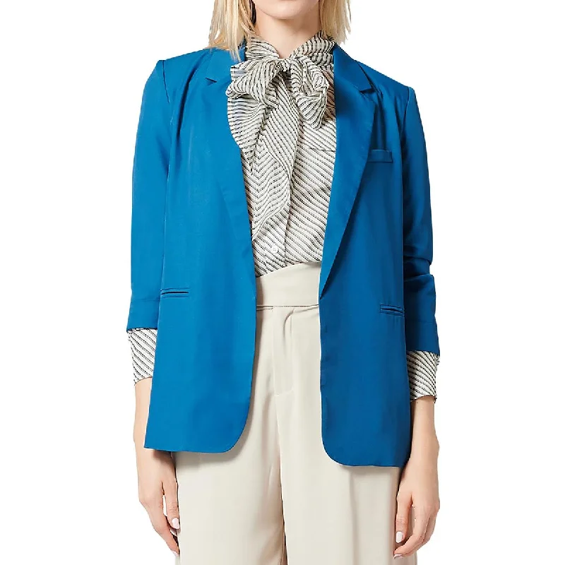 Women's Tailored Stretch Blazers in Navy Blue for Business MeetingsGracia Womens Ruched Business Open-Front Blazer Women's Tailored Stretch Blazers in Navy Blue for Business MeetingsGracia Womens Ruched Business Open-Front Blazer