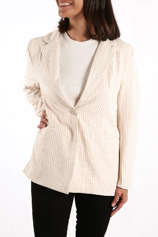 Oversized Women's Checkered Blazers in Black and White for a Trendy StyleGwyneth Blazer Tan Oversized Women's Checkered Blazers in Black and White for a Trendy StyleGwyneth Blazer Tan