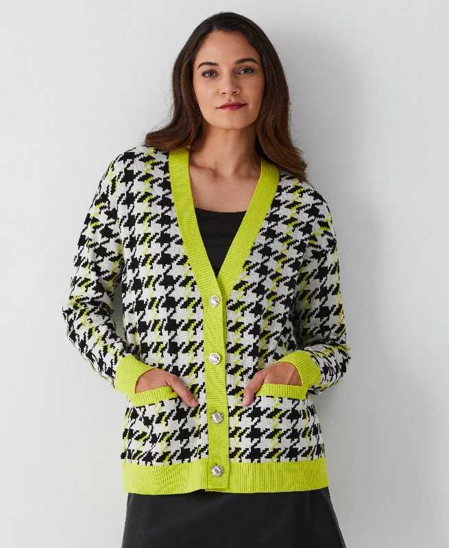 organic cotton women cardigan for an eco - friendly choiceHoundstooth Relaxed Cardigan organic cotton women cardigan for an eco - friendly choiceHoundstooth Relaxed Cardigan
