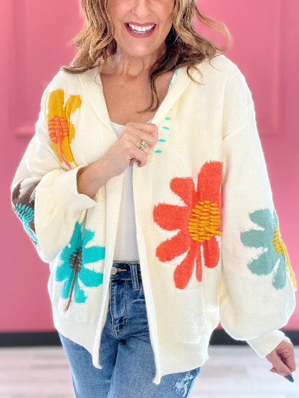 cropped women cardigan to pair with high - waisted jeansIf It Makes You Happy Floral Pattern Fringe Open Front Hooded Cardigan cropped women cardigan to pair with high - waisted jeansIf It Makes You Happy Floral Pattern Fringe Open Front Hooded Cardigan