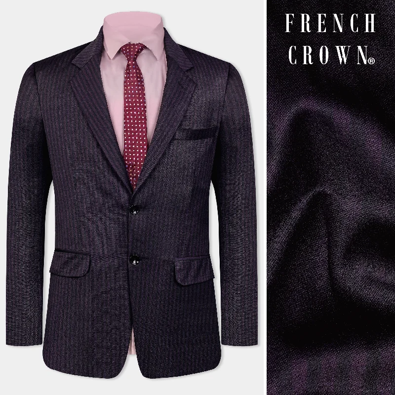 Plus Size Women's Cropped Velvet Blazers in Burgundy for a Night OutImperial Purple and Black Striped Wool Rich Blazer Plus Size Women's Cropped Velvet Blazers in Burgundy for a Night OutImperial Purple and Black Striped Wool Rich Blazer