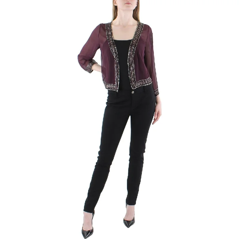 Plus Size Women's Cropped Velvet Blazers in Burgundy for a Night OutJKara Womens Chiffon Crop Bolero Plus Size Women's Cropped Velvet Blazers in Burgundy for a Night OutJKara Womens Chiffon Crop Bolero