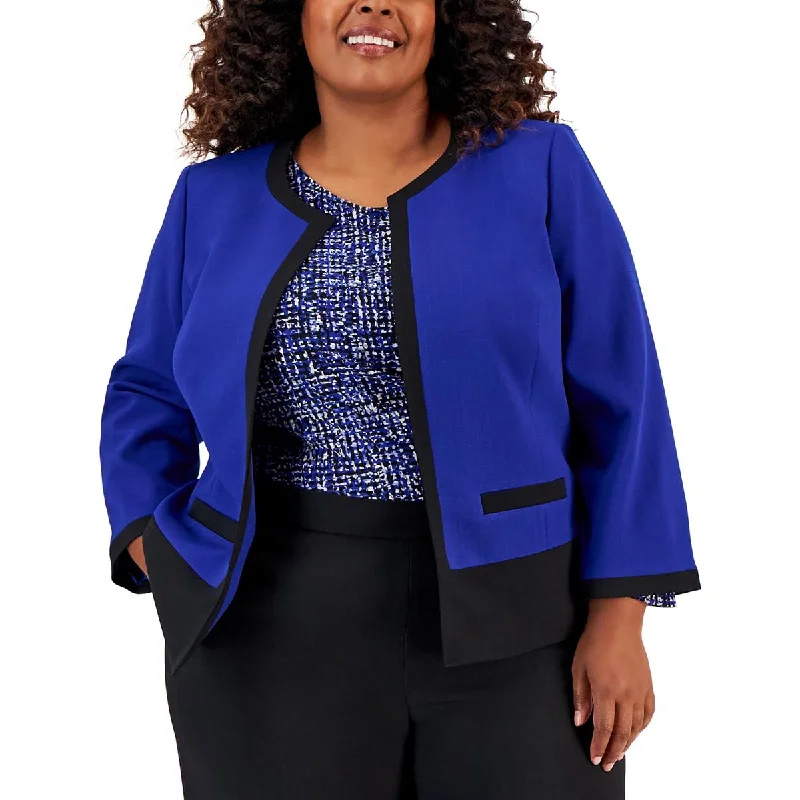 Single - Breasted Women's Linen Blend Blazers in Earth Tones for Casual WearKasper Womens Plus Lined Business Open-Front Blazer Single - Breasted Women's Linen Blend Blazers in Earth Tones for Casual WearKasper Womens Plus Lined Business Open-Front Blazer