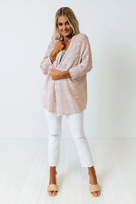 machine washable women cardigan for easy careKeep At Bay Knit Cardigan In Blush