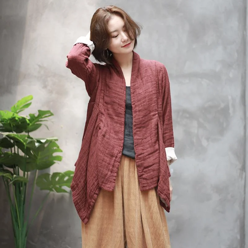 color block women cardigan with bold huesWomen's Irregular Retro Cotton Linen Cardigan color block women cardigan with bold huesWomen's Irregular Retro Cotton Linen Cardigan