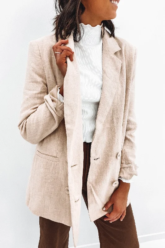 Plus Size Women's Ruffled Blazers in Pink for a Girly and Fashionable LookMarvin Blazer Oat Plus Size Women's Ruffled Blazers in Pink for a Girly and Fashionable LookMarvin Blazer Oat