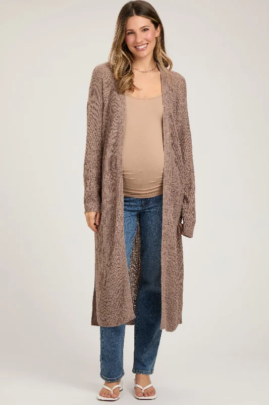 maternity women cardigan for expecting momsMocha Knit Side Slit Long Maternity Cardigan maternity women cardigan for expecting momsMocha Knit Side Slit Long Maternity Cardigan