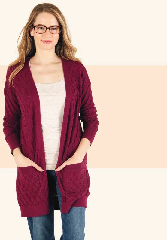 organic cotton women cardigan for an eco - friendly choiceOpen Knit Detail Plum Cardigan organic cotton women cardigan for an eco - friendly choiceOpen Knit Detail Plum Cardigan