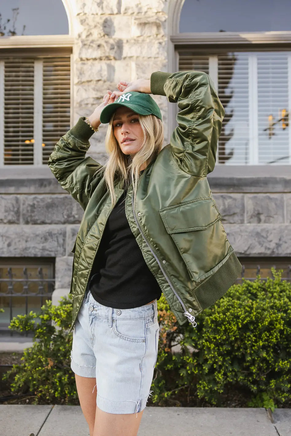 Oversized Women's Checkered Blazers in Black and White for a Trendy StyleRylee Satin Bomber Jacket in Green Oversized Women's Checkered Blazers in Black and White for a Trendy StyleRylee Satin Bomber Jacket in Green