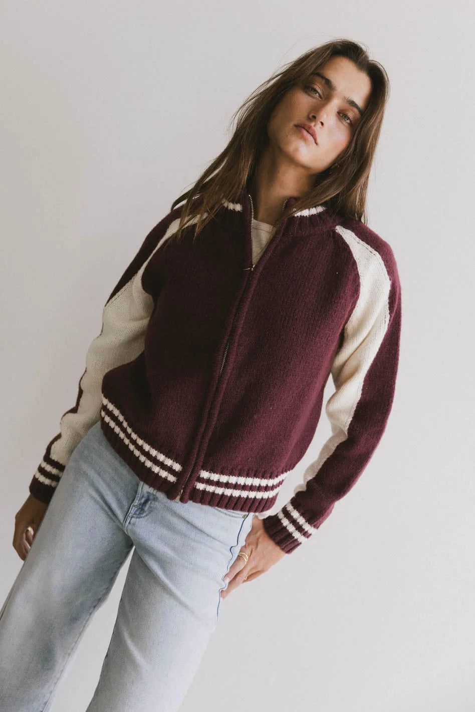 Women's Notched Lapel Blazers in Beige for a Timeless OutfitSebastian Knit Jacket in Burgundy Women's Notched Lapel Blazers in Beige for a Timeless OutfitSebastian Knit Jacket in Burgundy