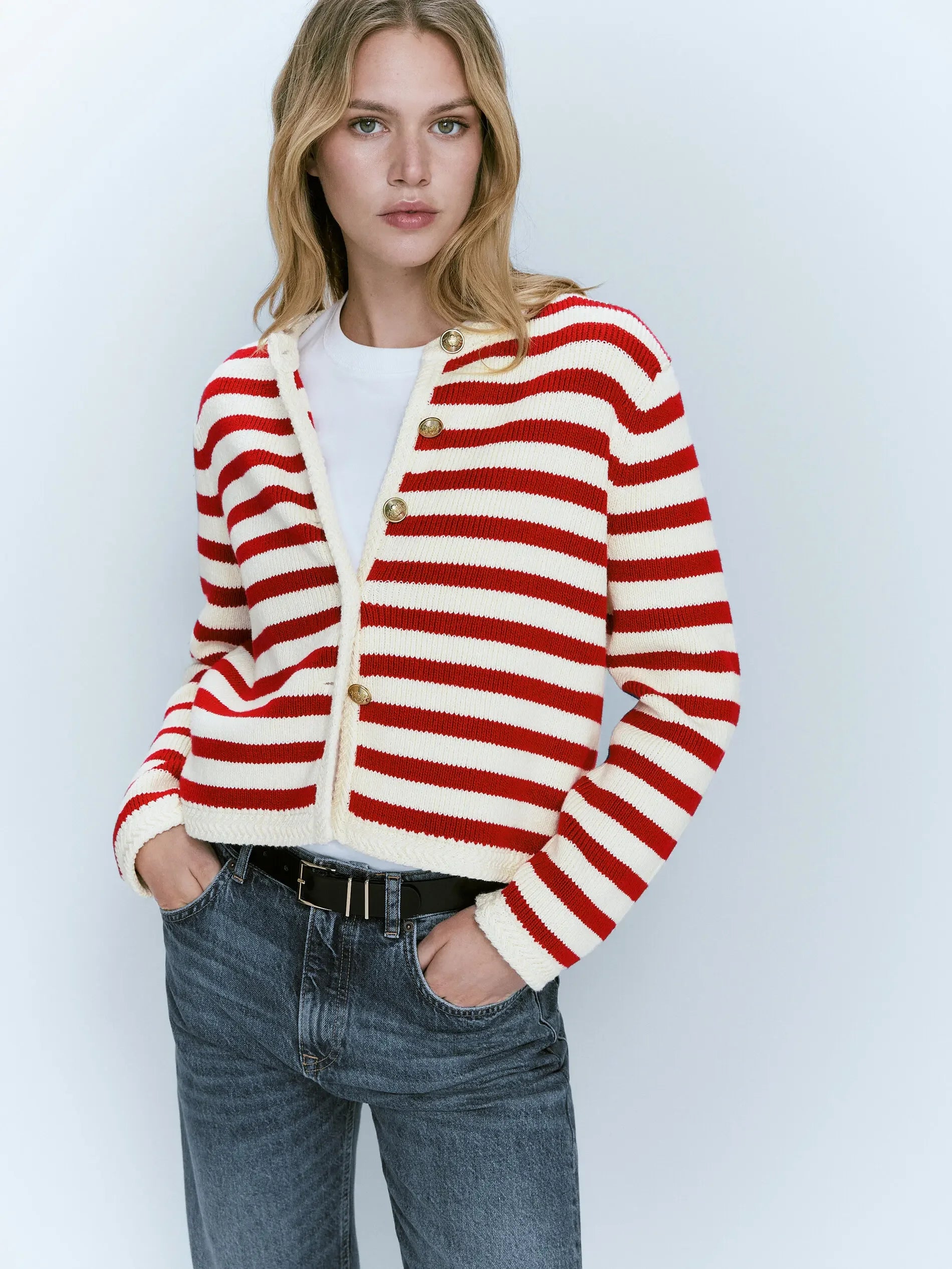 boyfriend style women cardigan for a relaxed fitSlim-fit commuter classic striped new stylish elegant chic Cardigans boyfriend style women cardigan for a relaxed fitSlim-fit commuter classic striped new stylish elegant chic Cardigans