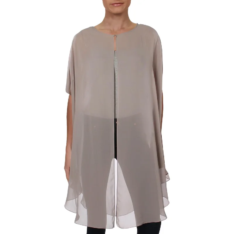 Double - Breasted Women's Leather Blazers in Taupe for an Edgy LookSLNY Womens Chiffon Sheer Topper Jacket Double - Breasted Women's Leather Blazers in Taupe for an Edgy LookSLNY Womens Chiffon Sheer Topper Jacket
